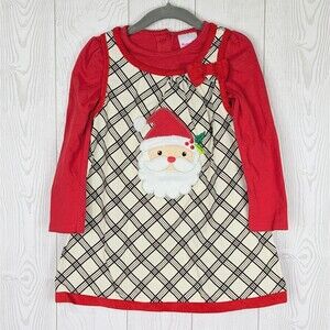 Nannette Girl's Santa Claus Dress Size 3T With Shirt Red And White Corduroy